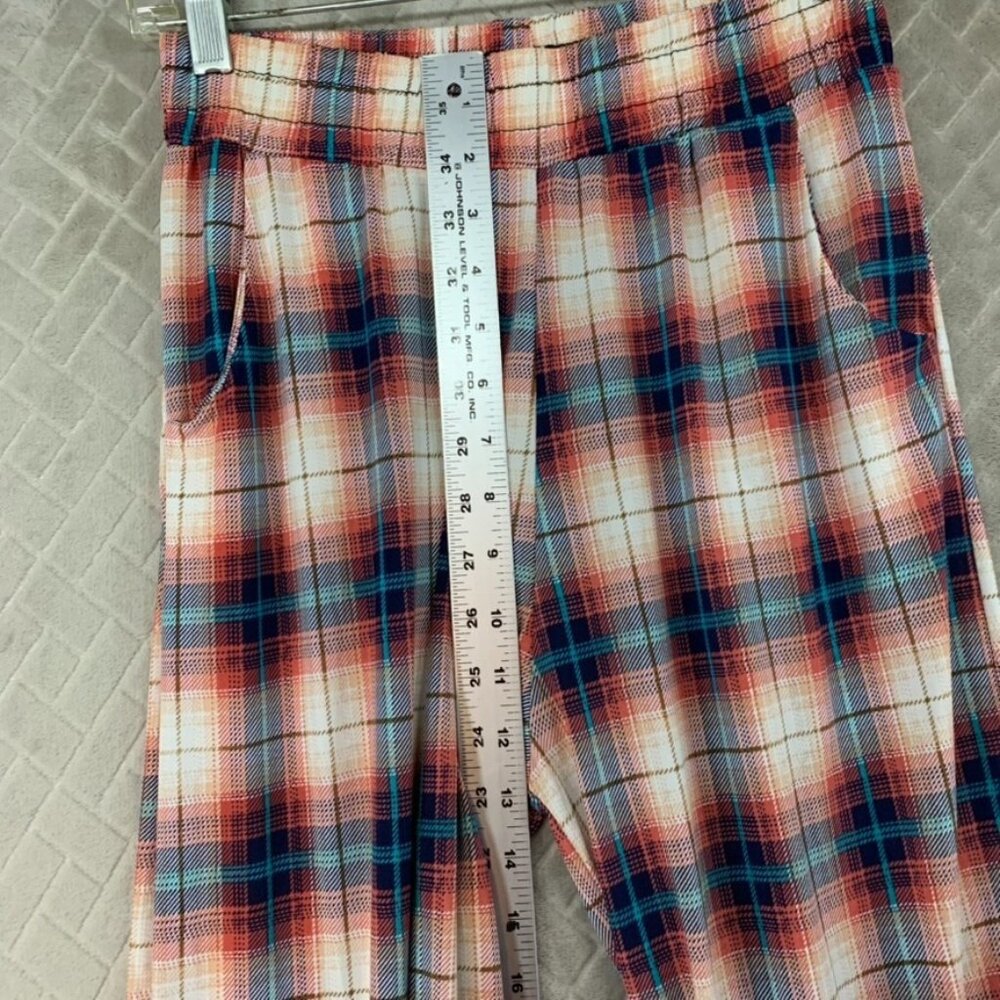Lildy Pants Womens Small Plaid Baggy Straight Leg Lightweight Flowy High Rise - Picture 7 of 13